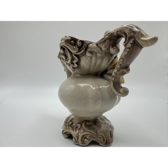 Vintage Signed Bassano Made in Italy Vase Yellow Roses 3D 3.5" tall - Picture 7 of 16